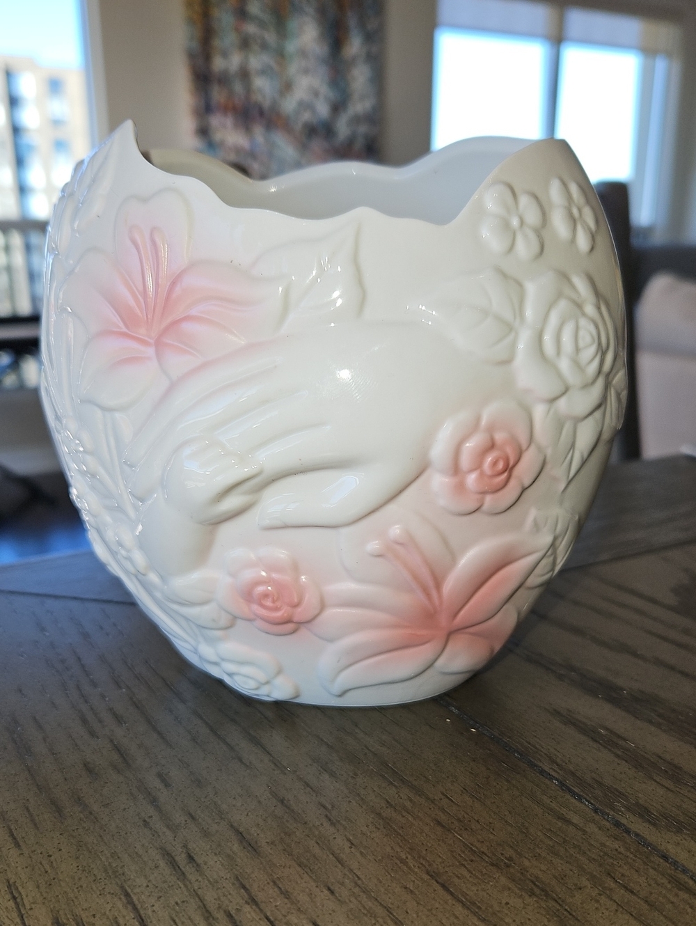 Vintage Porcelain Planter/Vase - 1993 FTD - Mother and Child